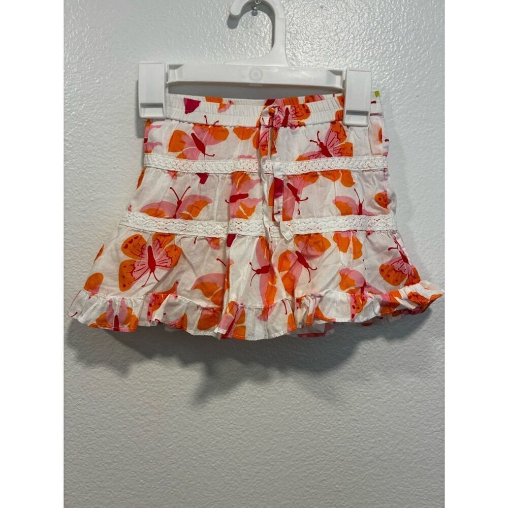 Lilly Pulitzer Girls Floral Skirt in White, Orange & Pink